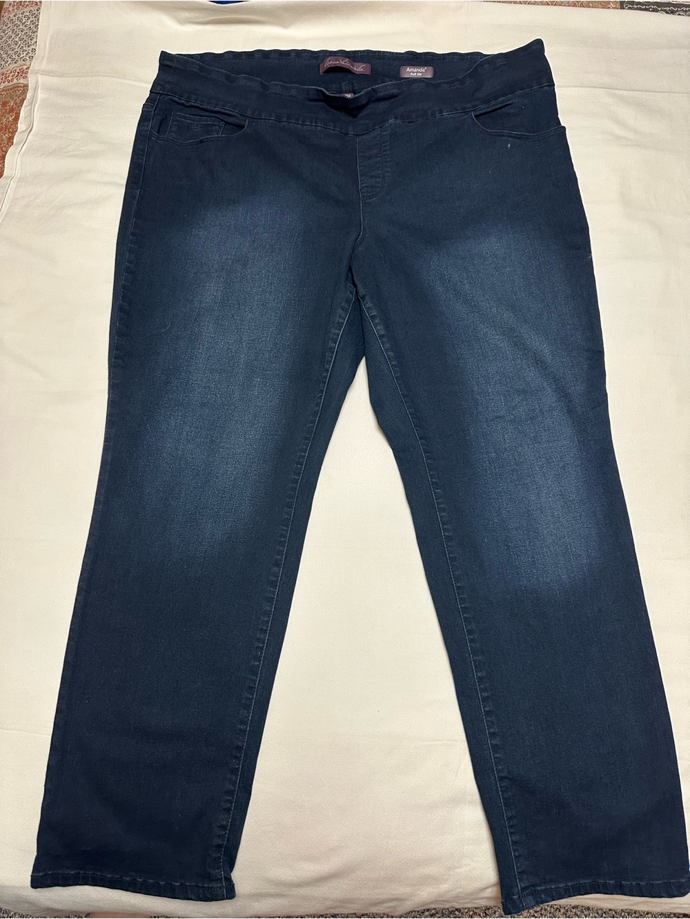 Gloria Vanderbilt Amanda Women’s Pull-On Dark Blue Stretch Jeans - 22W